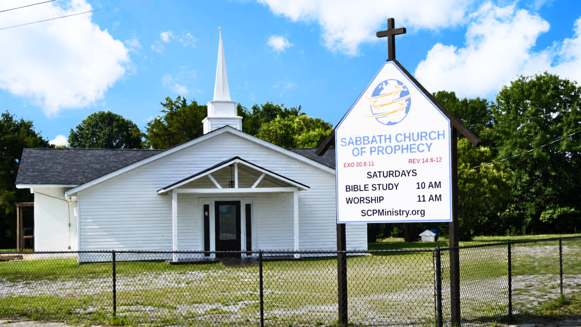 Sabbath Church of Prophecy building with sign